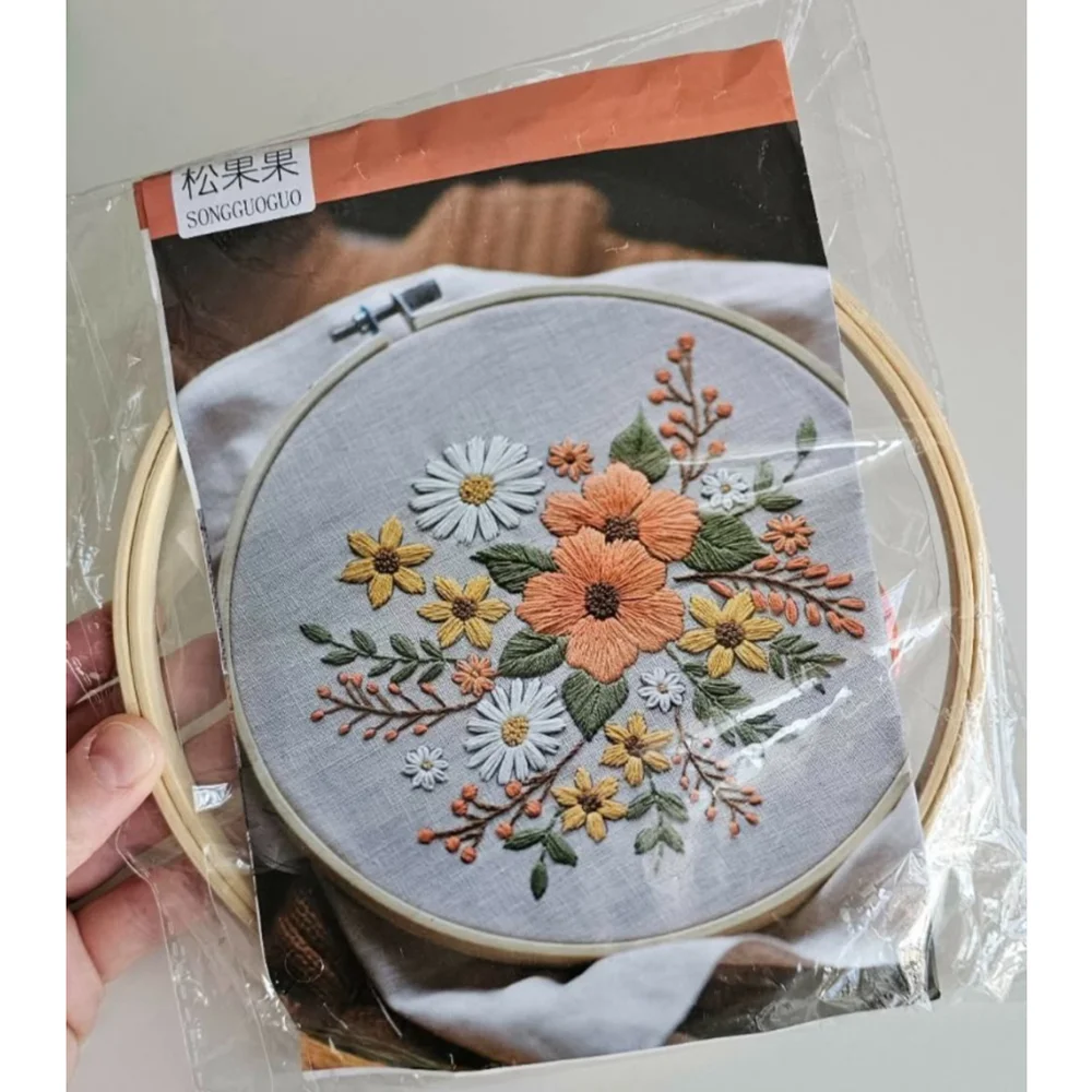 Spring Flowers Embroidery Kit w/ Hoop | DIY Hand Embroidery Craft Set New Sealed